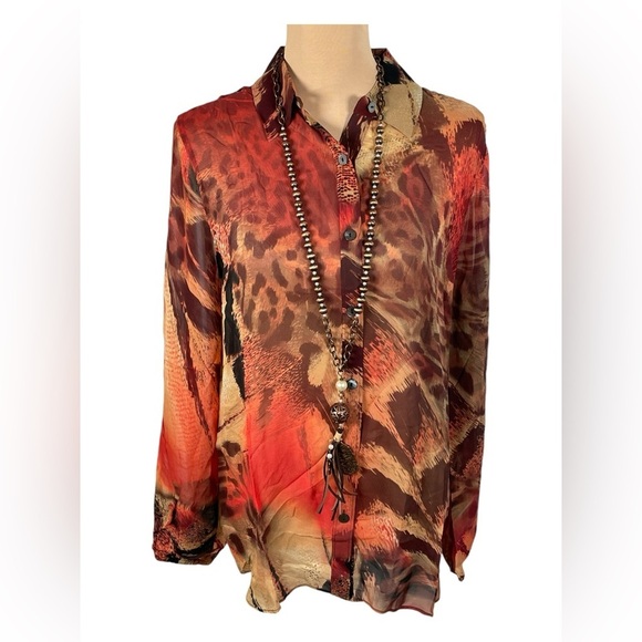 Da-Nang 100% Silk Long Sleeve Tunic Size Medium - Picture 2 of 10